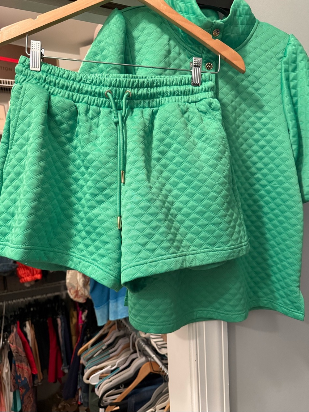 Mary Square-2 pc Quilted waffle shirt and shorts Medium